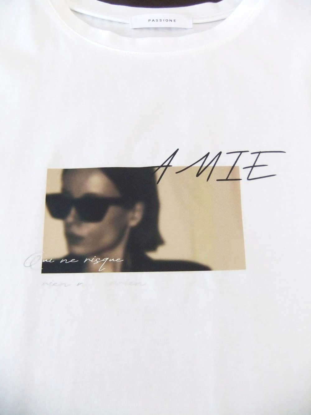 フォトプリント フロントスリット コクーン Tシャツ  (ホワイト)  626940