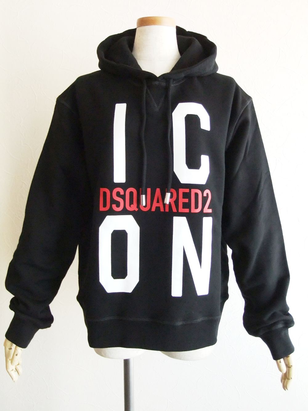LADIES  ICON HOODED SWEATSHIRT  ロゴプリント スウェットパーカー  (ブラック)  S80GU0038
