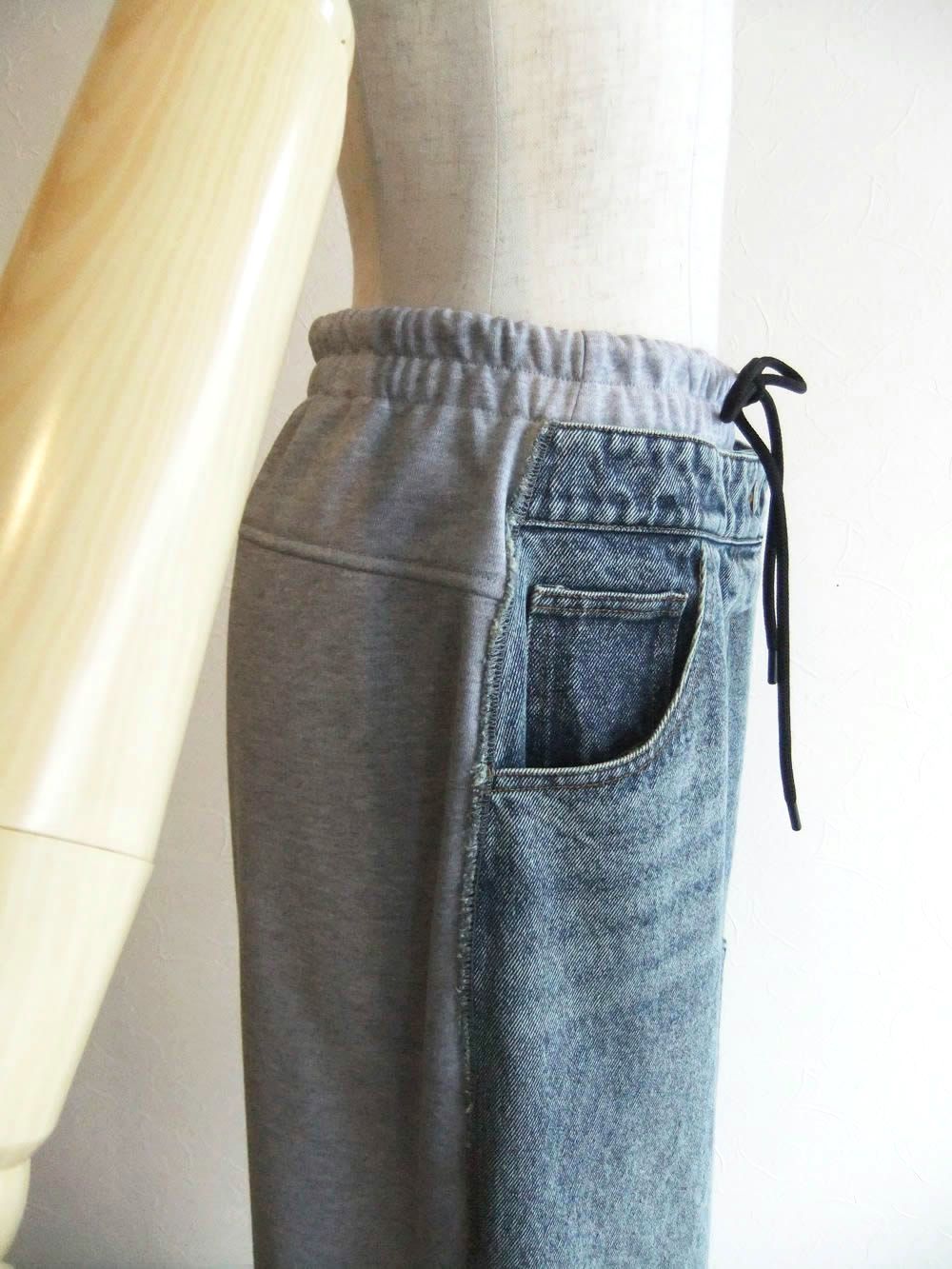 デニム ドッキング ロング Aラインスカート   MMA133SEA