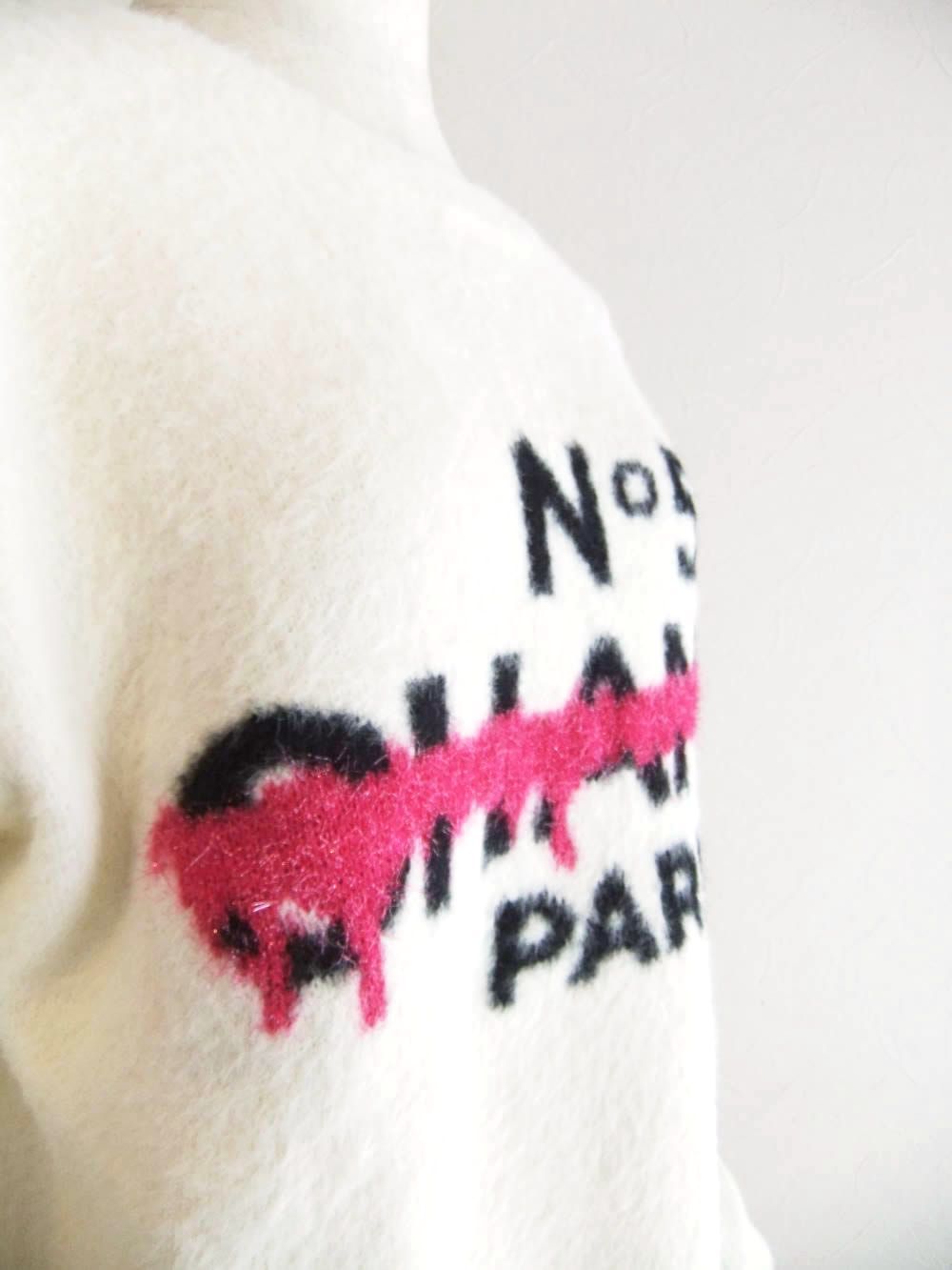 【MICALLE MICALLE Account】 HOMMAGE  No5 SHAGGY KNIT (ホワイト)   ロゴ ニット  MAG110NDC