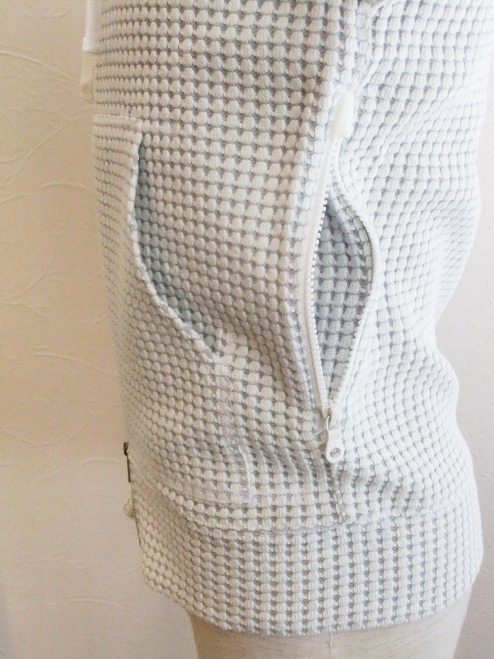 BIG WAFFLE hoodie   コットンワッフル ダブルジップパーカー (アイボリー)