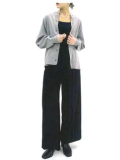 ドットボタン クルーネック カーディガン   （グレー） 546914