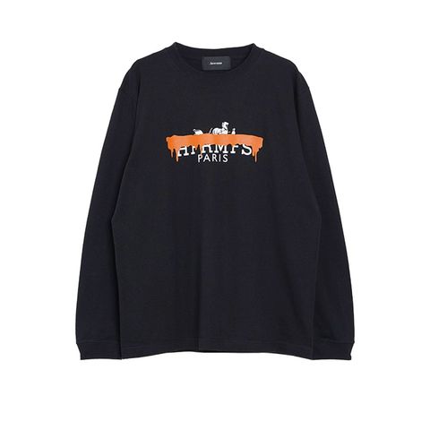 【MICALLE MICALLE Account】 HOMMAGE DORO H LONG-T   (ブラック)   ロゴ T-SHIRT  MAF101TDC
