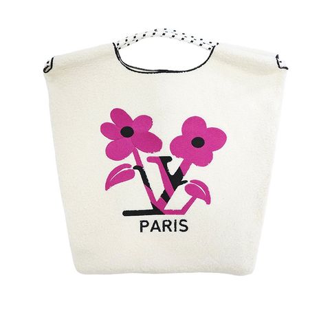 【MICALLE MICALLE Account】 HOMMAGE  FLOWER PARIS FLUFFY TOTE BAG  (ホワイト)  オマージュ トートバッグ  MAJ101GDE