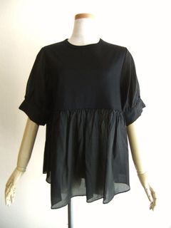 【jeune】 異素材 切替え チュニック T シャツ  (ブラック) J139814M