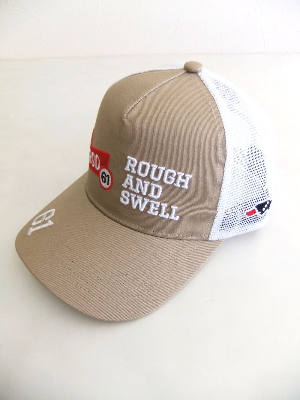 RED IRON MESH CAP  (ベージュ)   ロゴ入りキャップ    RSA-24005