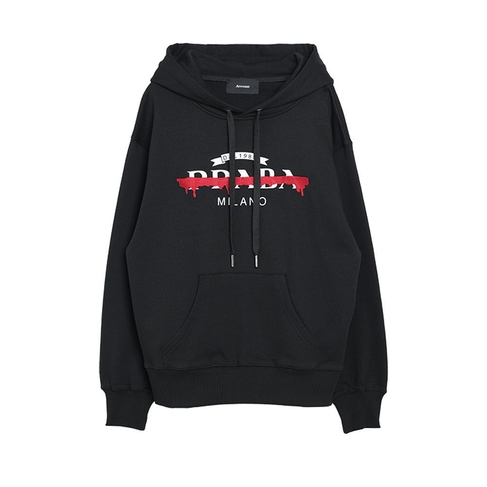 【MICALLE MICALLE Account】 HOMMAGE  PR PAINT HOODIE (ブラック)   ロゴ フーディ  MAG102TDC