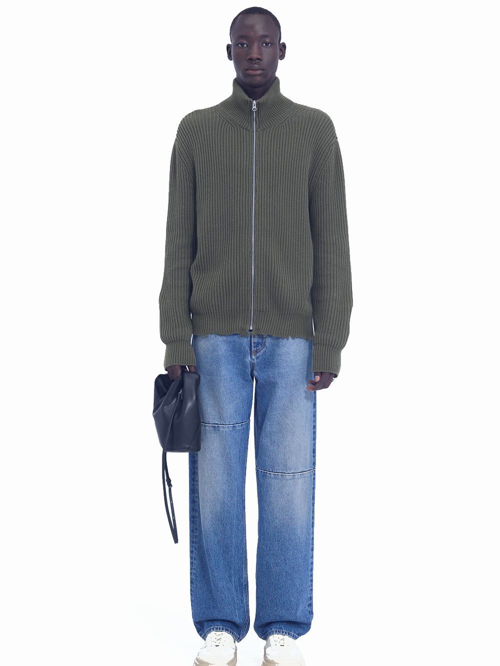 《MM➅》 Maison Margiela     リブ コットン ZIP カーディガン