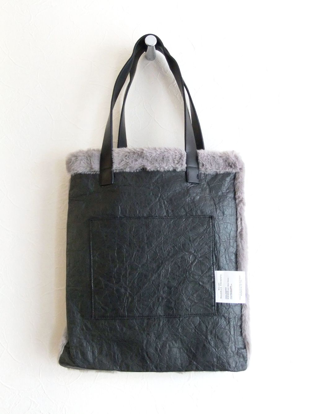 TYVEK タイベック +ファー トートバッグ  (ブラック)  MM207-1109