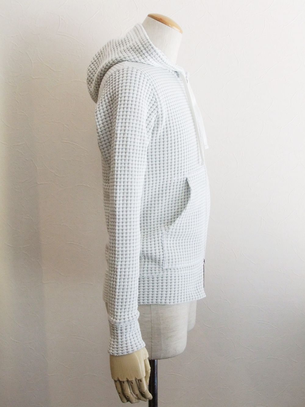 BIG WAFFLE hoodie   コットンワッフル ダブルジップパーカー (アイボリー)