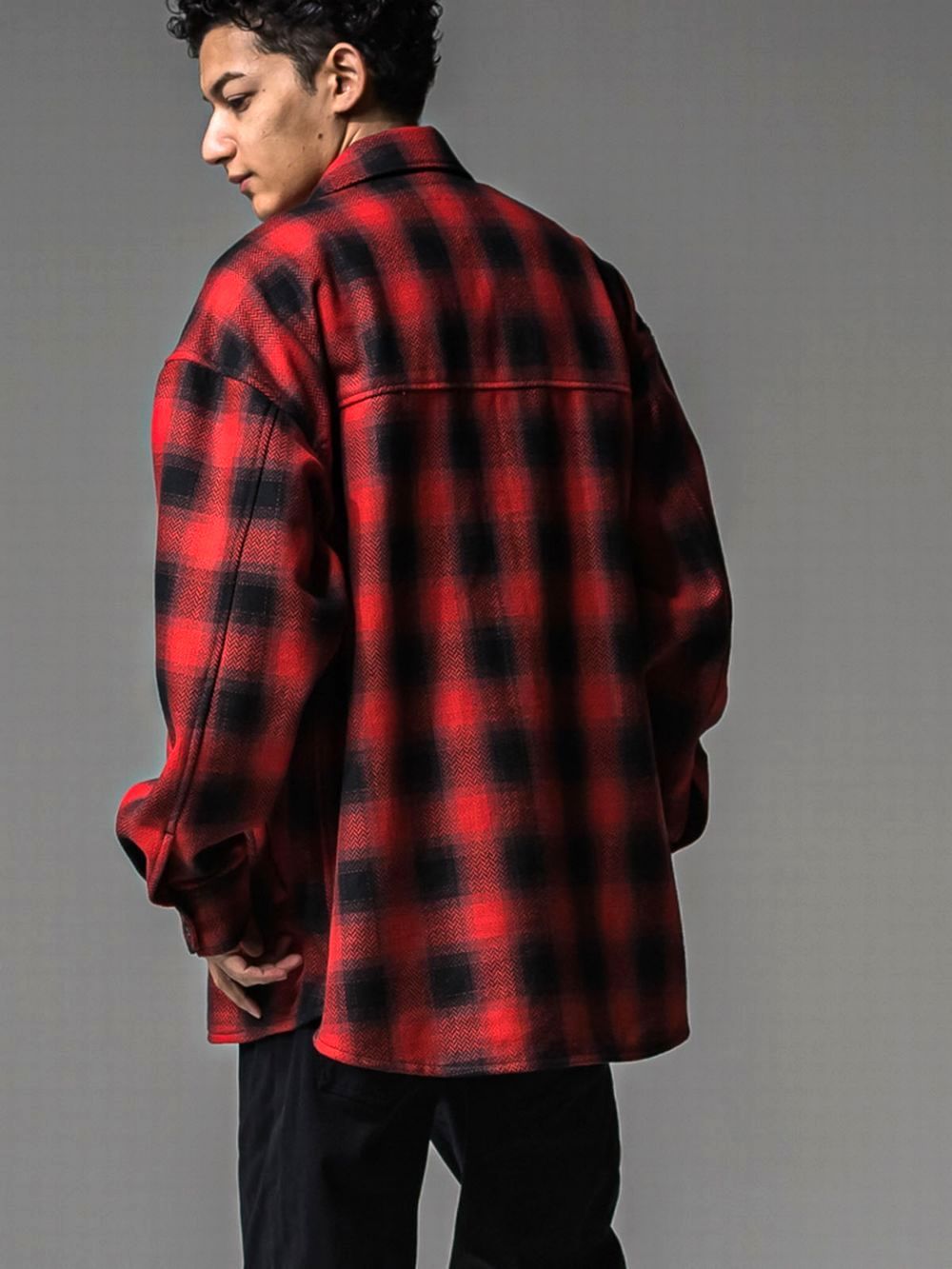 CHECK CPO SHIRTS JK  コットン チェック シャツ ジャケット （レッド）