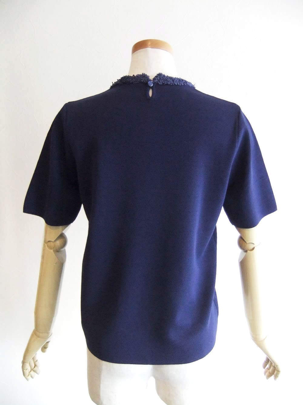 【jeune】 ペーパーヤーン フリル 付き ニット プルオーバー   J149654M