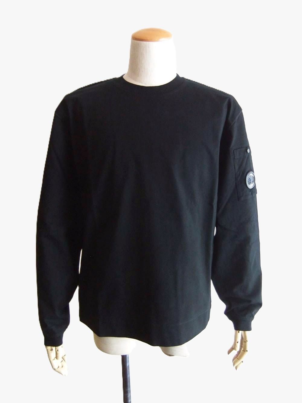 30/2 MERCERIZED JERSEY TWISTED LONG SLEEVE LENS TSHIRT  (ブラック) クルーネック 長袖シャツ