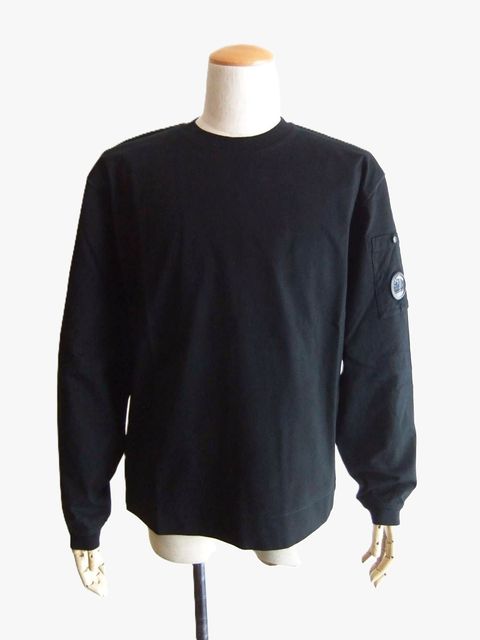 30/2 MERCERIZED JERSEY TWISTED LONG SLEEVE LENS TSHIRT  (ブラック) クルーネック 長袖シャツ