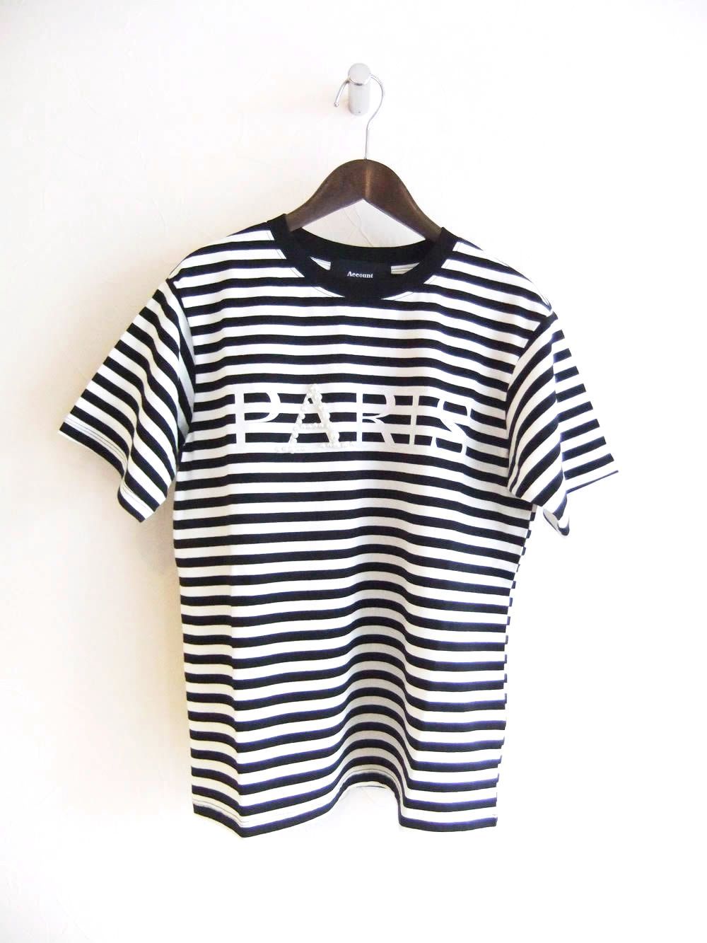 【MICALLE MICALLE Account】 PARIS PEARL BORDER T-SHIRT  (ブラック×ホワイト)  パール付き ボーダー T-SHIRT   MAA104TEA