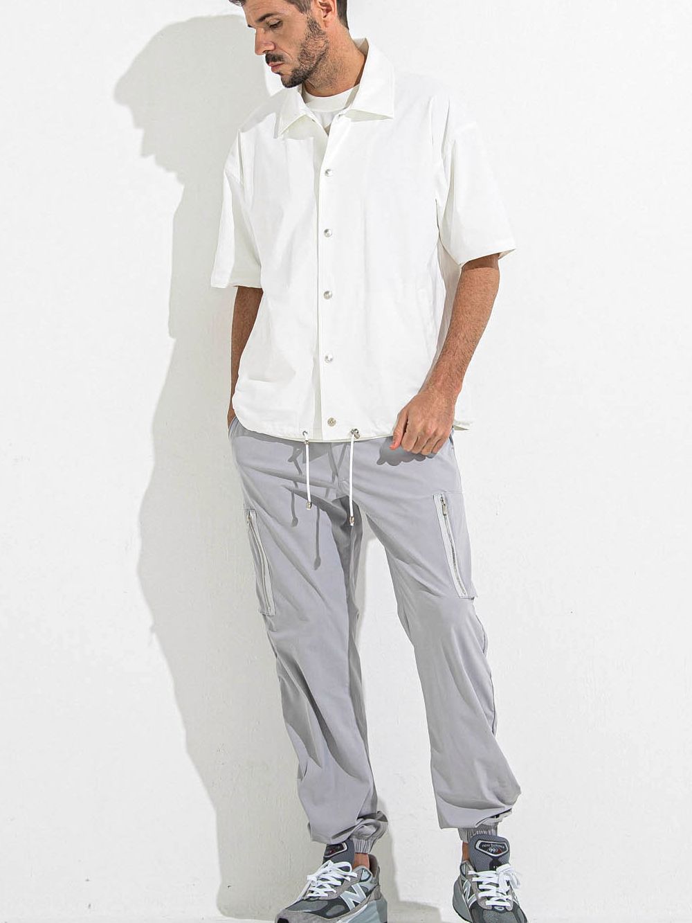 NYLON HALF COACH JACKET  ハーフスリーブ コーチジャケット （ホワイト）