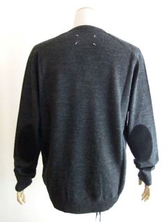 MAISON MARGIELA  レザー エルボーパッチ V ネック セーター