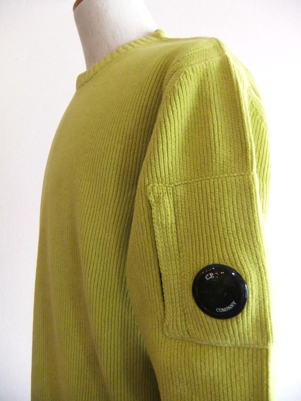 COTTON CHENILLE WAFFLE KNIT (イエロー)  ワッフル クルーネックニット