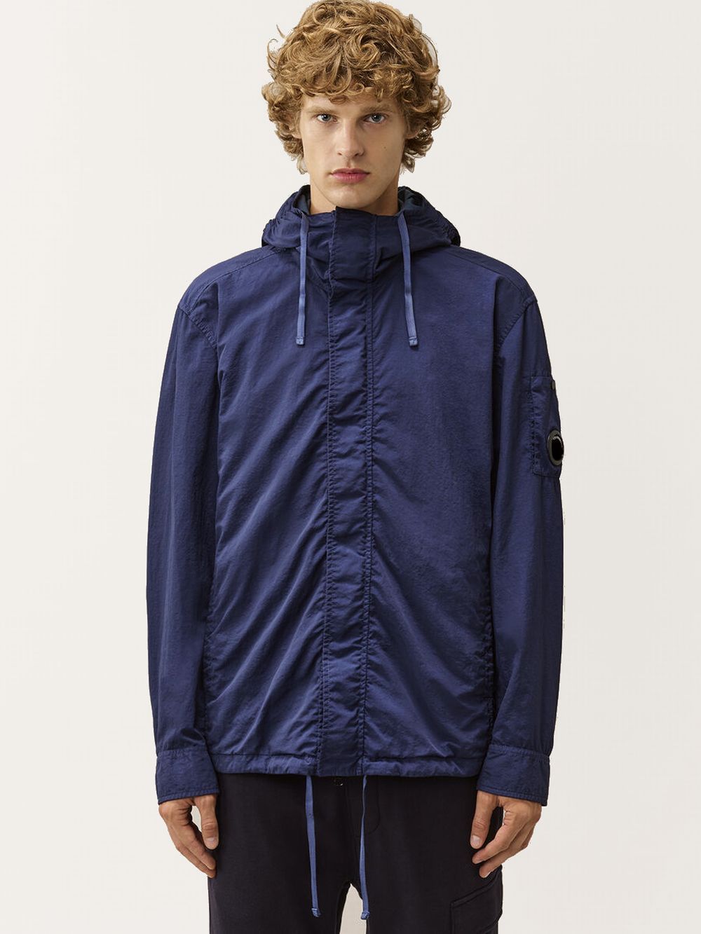 T-ST NYLON HOODED LENS OVERSHIRT  (ネイビー) ジップアップ パーカー ブルゾン