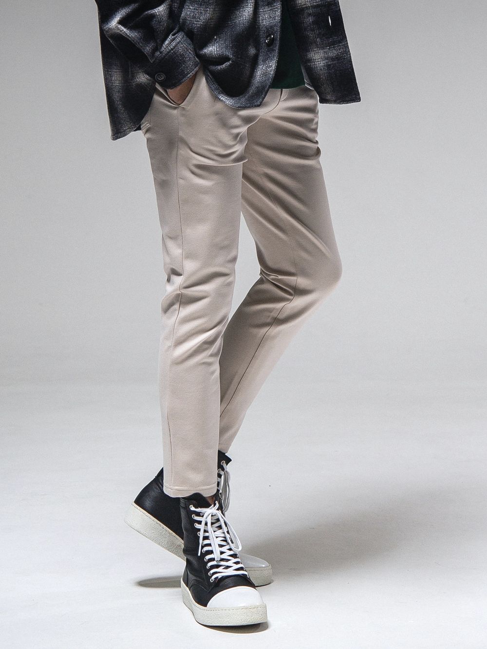 ERIC EASY PANTS BLACK    (オフホワイト)   スラックス型イージーパンツ