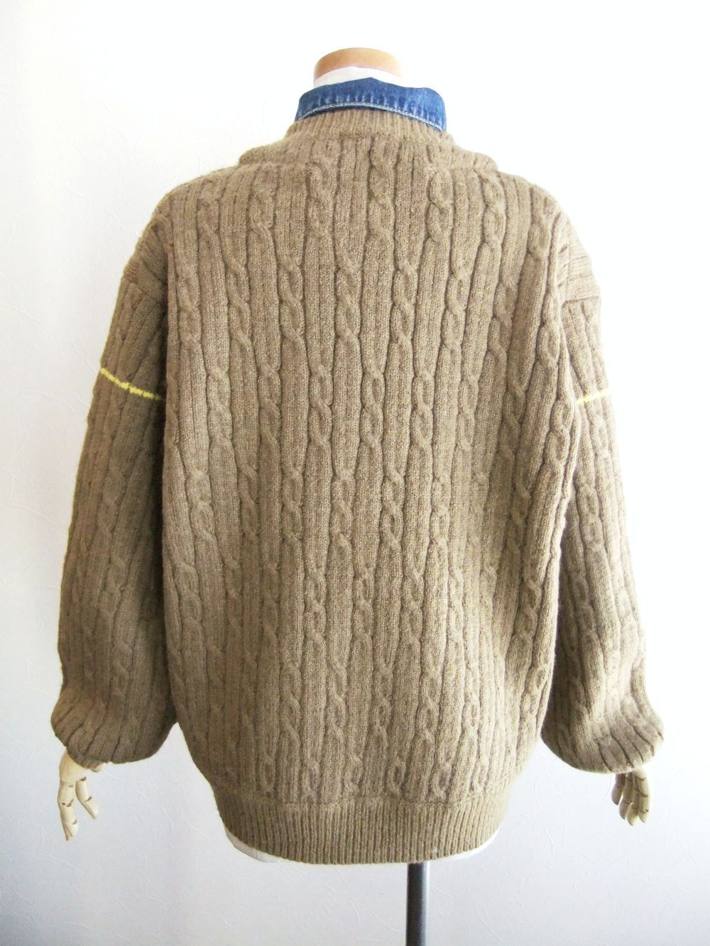 2WAY  アラン編みKNIT × Gジャン  (ベージュ)   BB25-718