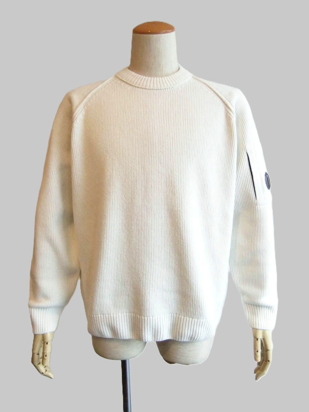 CHENILLE COTTON CREWNECK LENS SWEATER (ホワイト)   コットン クルーネックニット