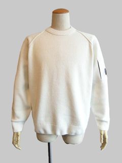 CHENILLE COTTON CREWNECK LENS SWEATER (ホワイト)   コットン クルーネックニット