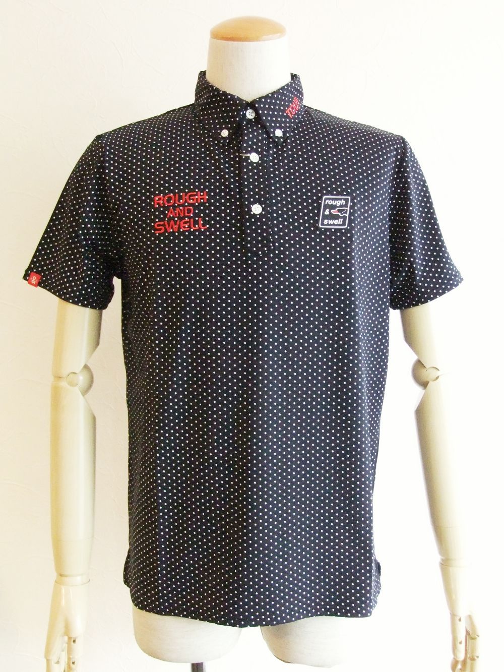 人気ランキング1位～（売れ筋商品） swell & rough - 4.444glad | 半袖ポロシャツ (ブラック) POLO DOTS メンズウェア