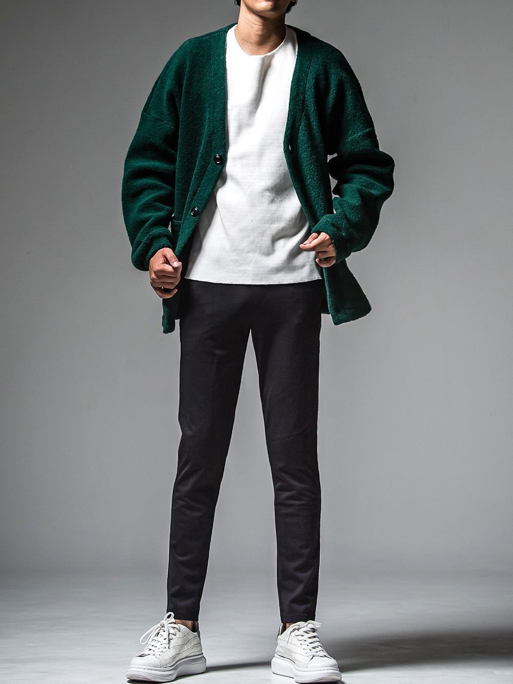 ANGOLA BOA PILE CARDIGAN  (グリーン)  アンゴラ ボアパイル カーディガン