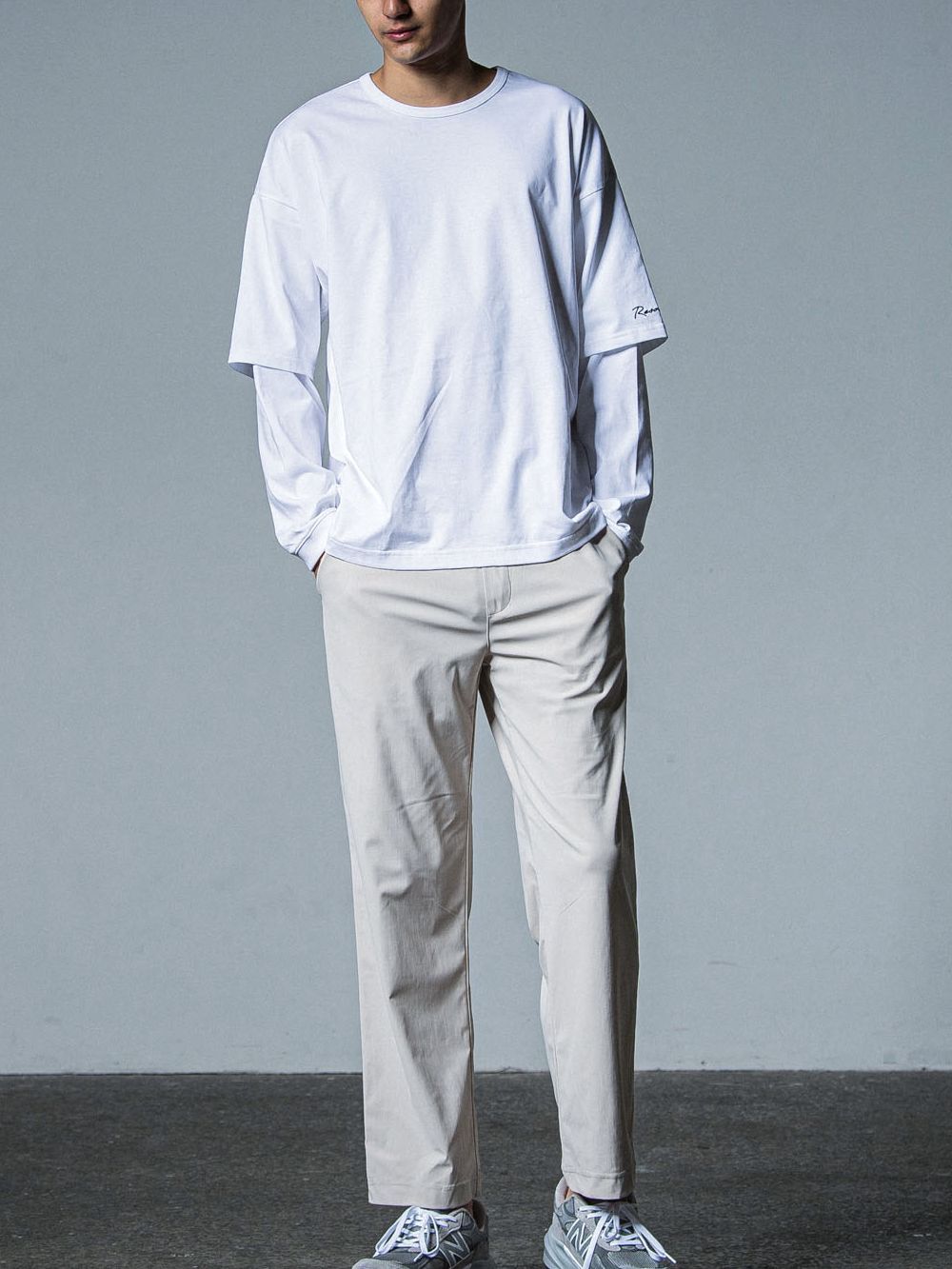fake layered longsleave   フェイクレイヤード ロングスリーブ Tシャツ (ホワイト)   RC33-T-003