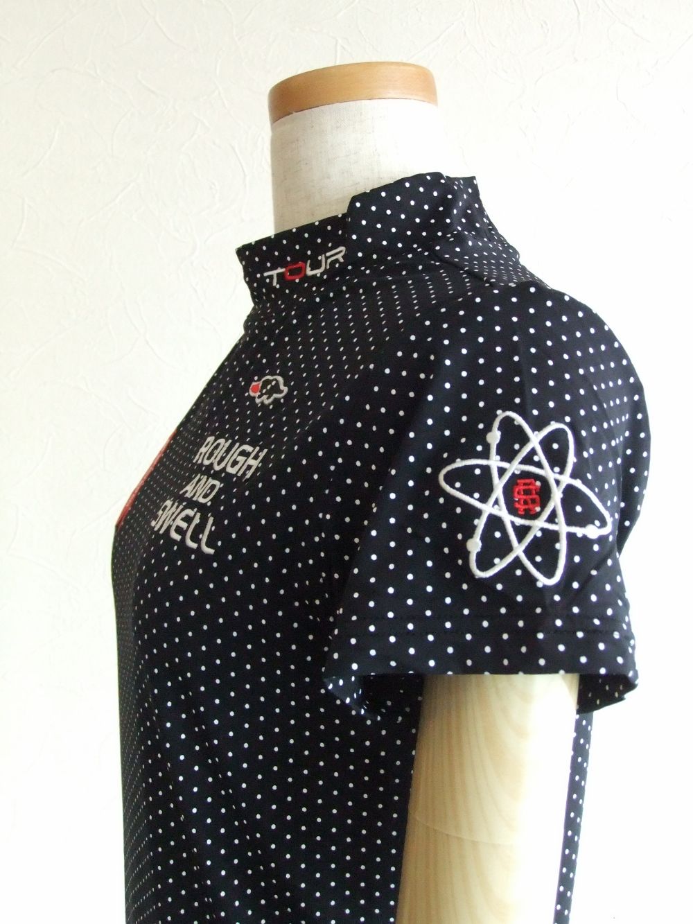【LADIES】 DOTS MOCK.W  (ブラック)  ロゴ半袖モック  RSL-22018