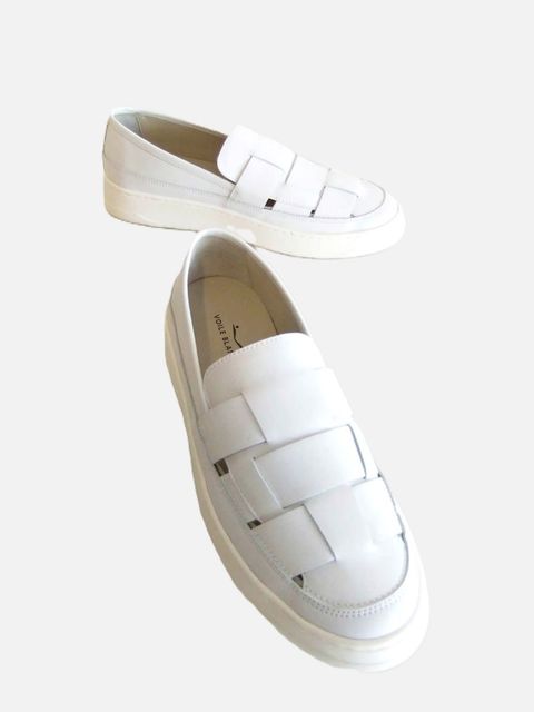 LAYTON SPIDY MOK   (ホワイト)  レザー メッシュ スリッポン