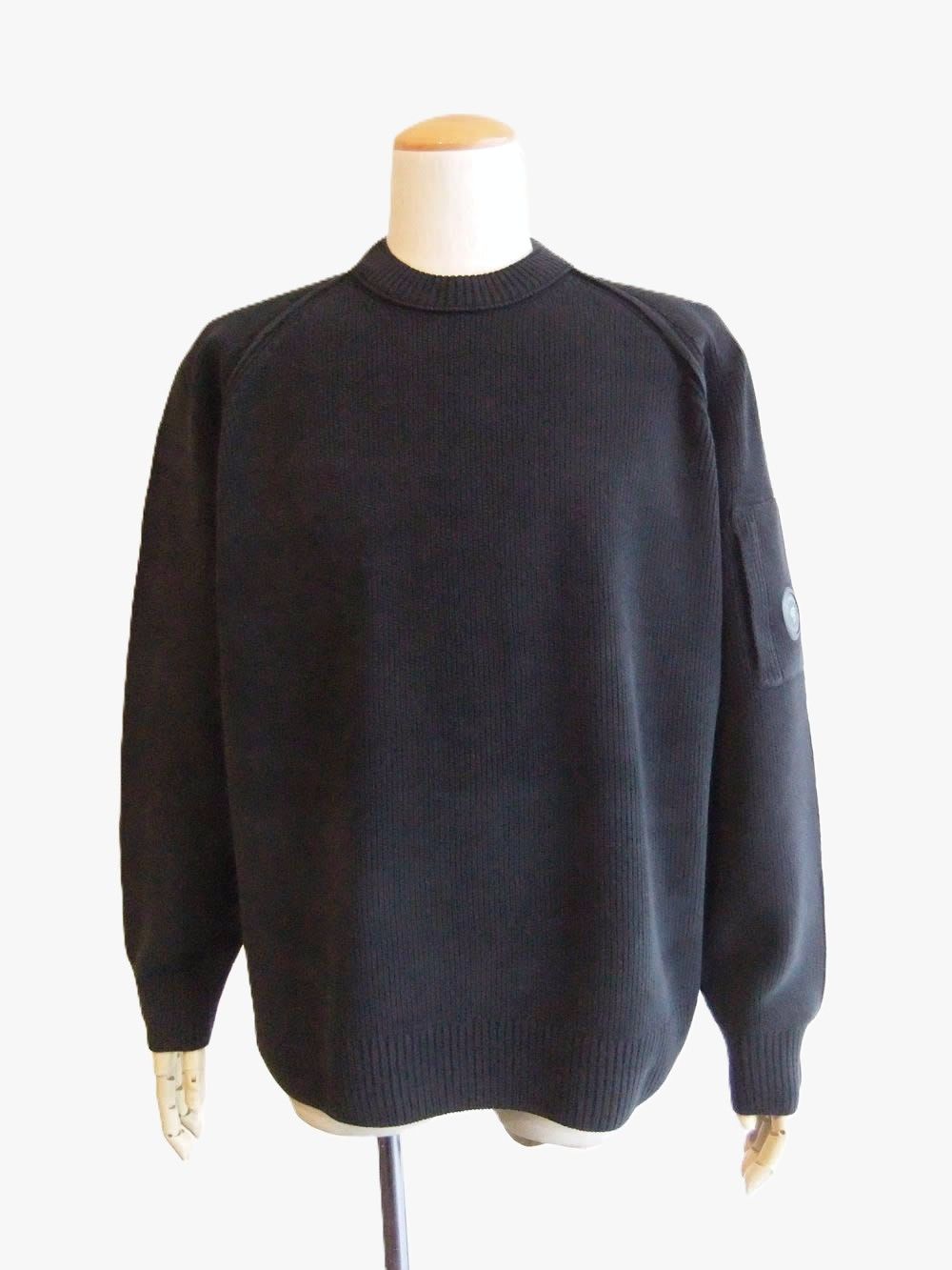 CHENILLE COTTON CREWNECK LENS SWEATER (ネイビー)   コットン クルーネックニット