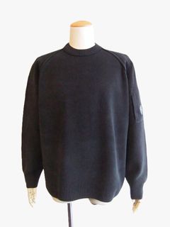 CHENILLE COTTON CREWNECK LENS SWEATER (ネイビー)   コットン クルーネックニット