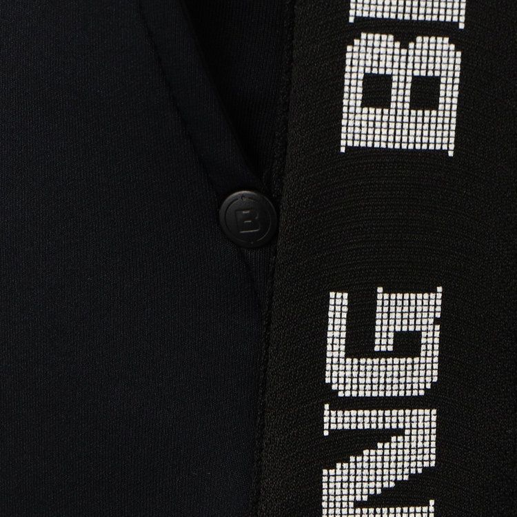 MENS SIDE LOGO LINE SLIM PANTS (ブラック) ロゴ ストレッチジャージパンツ
