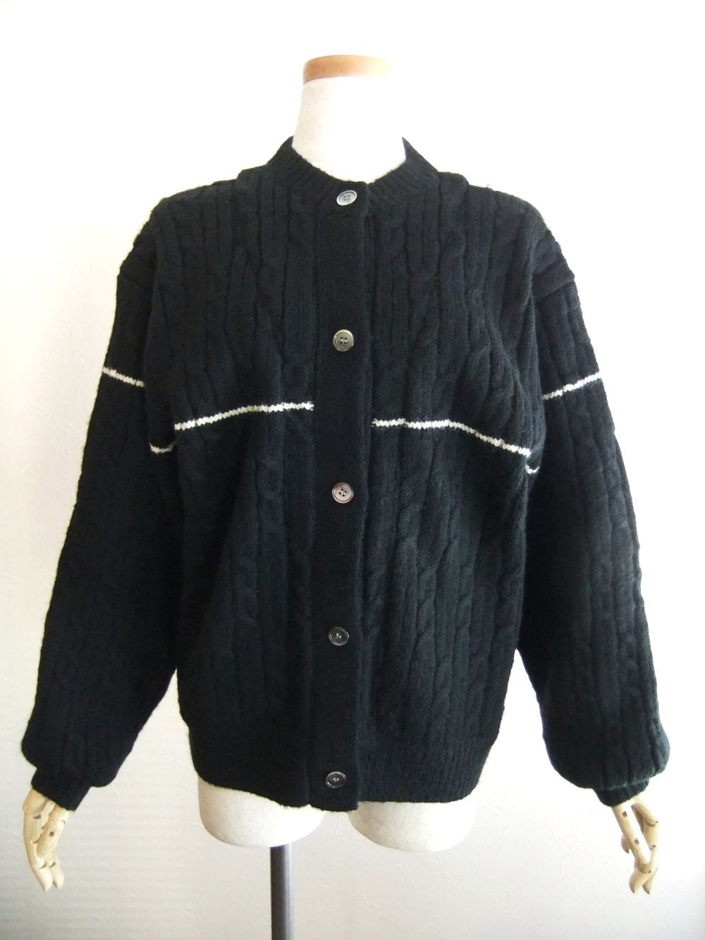 2WAY  アラン編みKNIT × Gジャン  (ブラック)   BB25-718