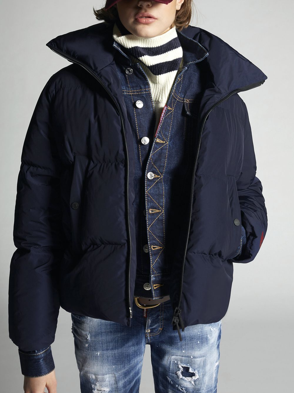 LADIES DENIM INSERTED DOWN デニムレイヤード ダウンブルゾン   S75AM0785