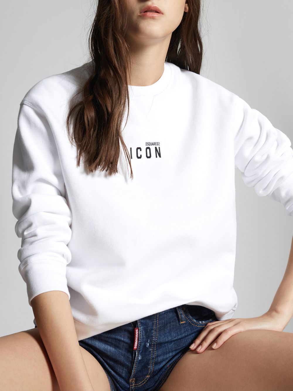 LADIES   ICON MINI LOGO CREWNECK SWEATSHIRT ミニロゴプリント スウェットシャツ  (ホワイト)