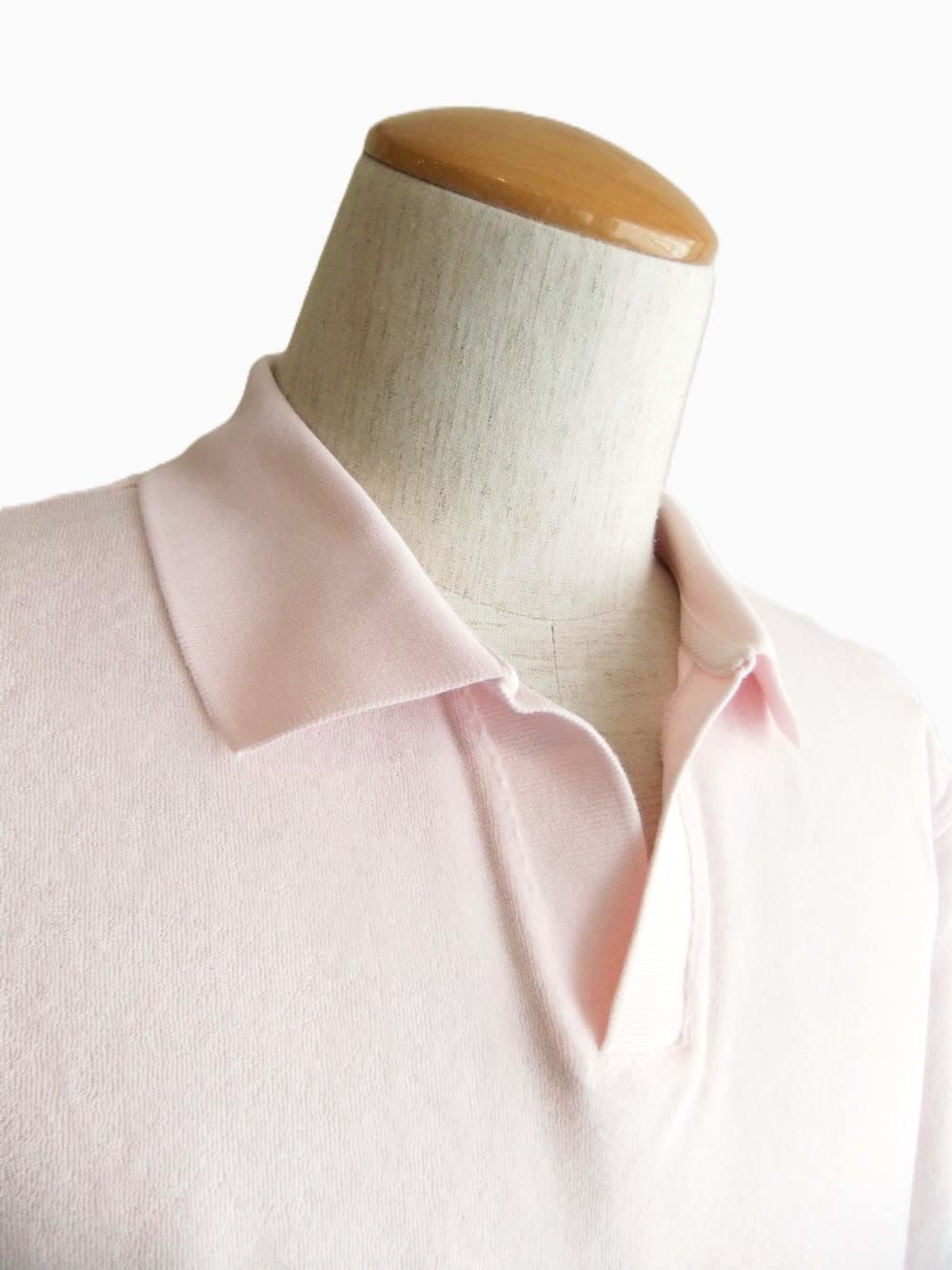 TERRY JOHNNY    パイル S/S スキッパー ポロ  (ライトピンク)