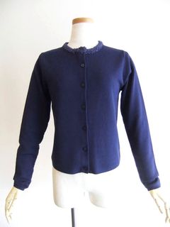 【jeune】 ペーパーヤーン リボンフリル 付き ニット カーディガン   J149655M