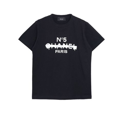 【MICALLE MICALLE Account】 HOMMAGE NO5 CL T-SHIRT   (ブラック)  ロゴ T-SHIRT   MAD106TCB