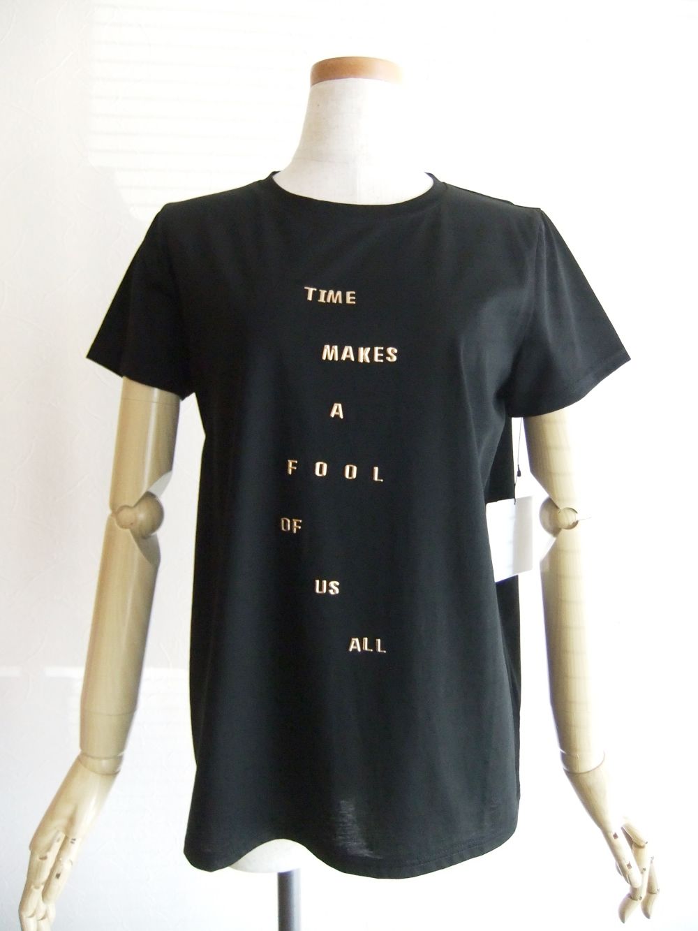 シルケット ジャージー メタルロゴ Tシャツ   (ブラック)  QT-65277