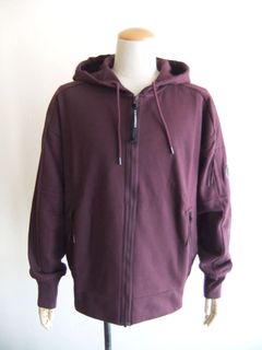 DIAGONAL RAISED FLEECE ZIPPED HOODED  (ボルドー)  スウェットパーカー