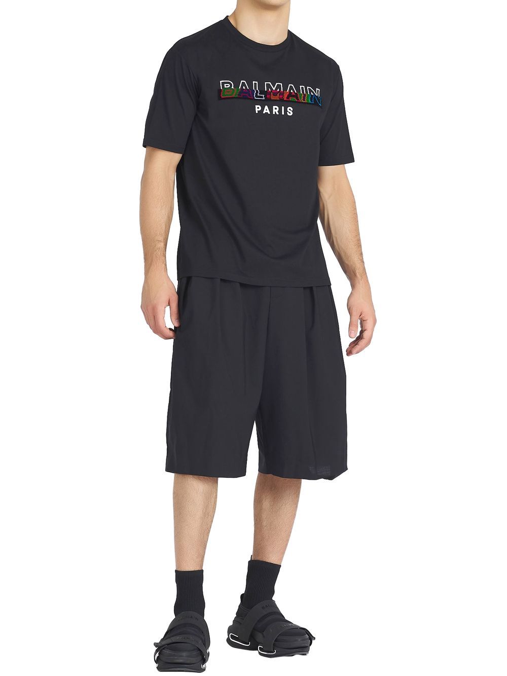 BALMAIN - ブラック エコデザイン コットン Tシャツ マルチ