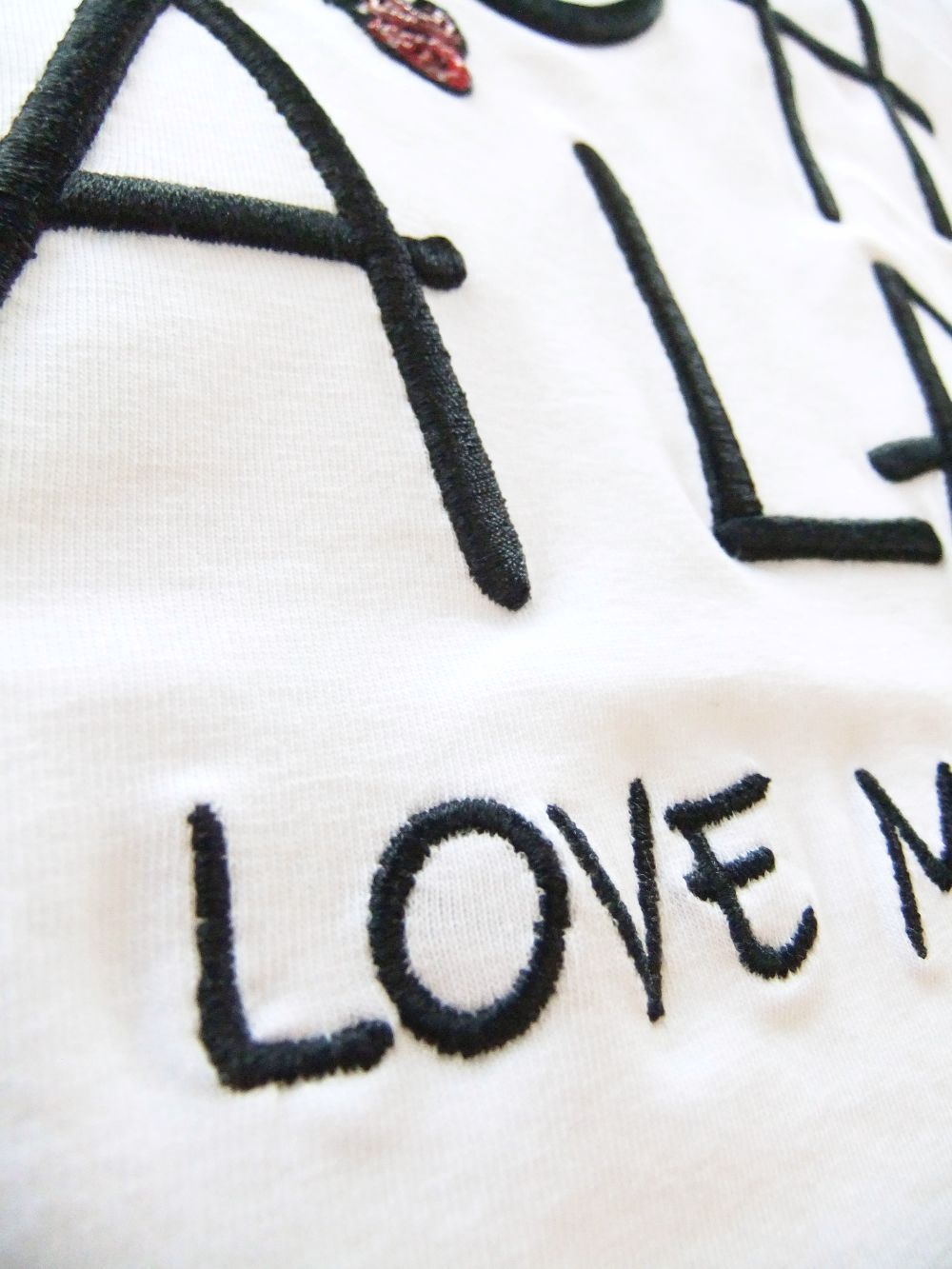 OOH LALA (ホワイト) スパンコール モチーフ 長袖Tシャツ