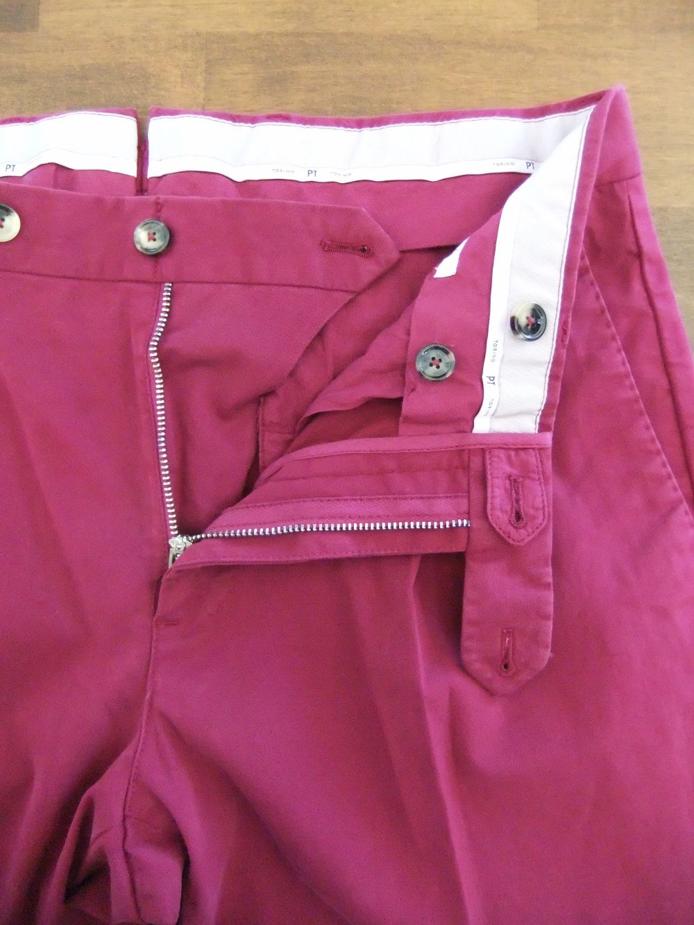 PT TORINO  コットン ストレッチ 1プリーツ パンツ  (ボルドー)  GENTLEMAN FIT