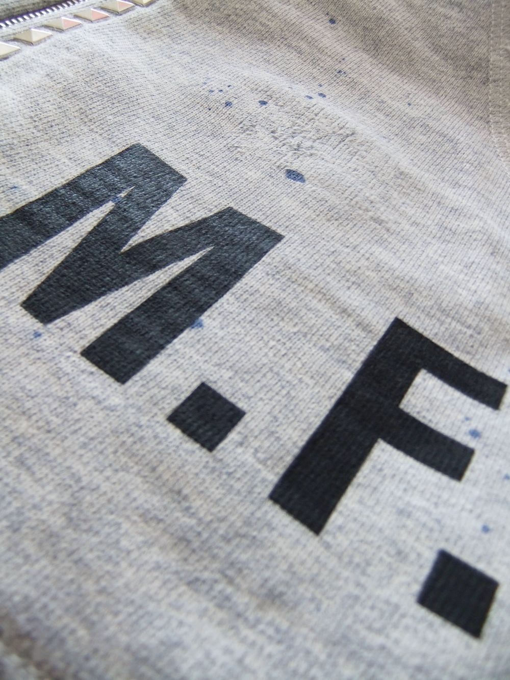 Slogan Slouch Sweat Parka  スタッズ付き ロゴ スウェット ジップ パーカー   S71HG0100