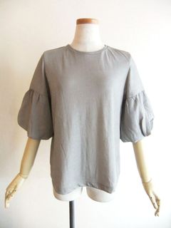 【jeune】 パフスリーブ コットン ラメ Tシャツ  (グレージュ) J145817M