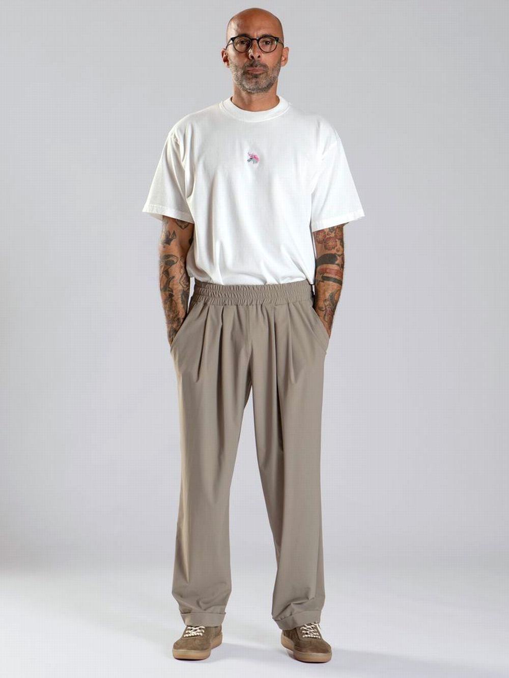 PANTS OVER PINCES COLD  (ベージュ) ナイロン ストレッチ パンツ