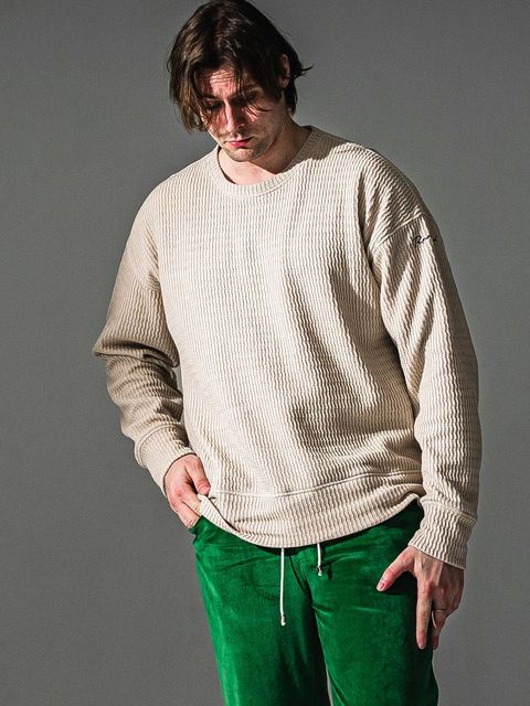 KNT LOOSE TRAINER  (ベージュ)   オーバー ニット トレーナー